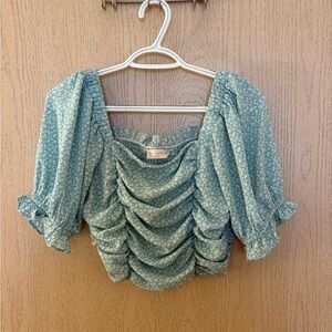 Altar'd State Light Blue Ruched Blouse